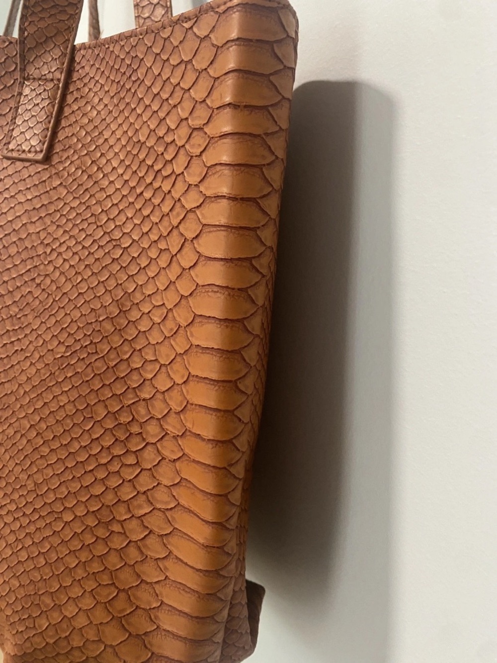 BLOOMINGDALES made exclusively for
Faux Snake-Embossed Tan Tote Bag - Picture 5 of 12